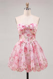 Abito di fine aula rosa rosa Sweetheart in chiffon per il ritorno alla casa con pizzo sulla schiena