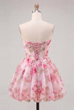 Abito di fine aula rosa rosa Sweetheart in chiffon per il ritorno alla casa con pizzo sulla schiena