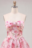Abito di fine aula rosa rosa Sweetheart in chiffon per il ritorno alla casa con pizzo sulla schiena