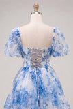 Corsetto A A-Line con collo quadrato e corsetto floreale con pizzo sulla schiena