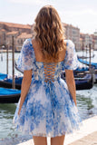 Corsetto A A-Line con collo quadrato e corsetto floreale con pizzo sulla schiena