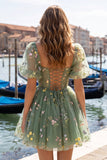 Corsetto A A-Line con collo quadrato e corsetto floreale con pizzo sulla schiena