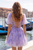 Corsetto A A-Line con collo quadrato e corsetto floreale con pizzo sulla schiena