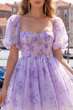 Corsetto A A-Line con collo quadrato e corsetto floreale con pizzo sulla schiena