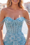 Corsetto rosa perla a spalle spalle vestito floreale di ritorno a casa con paillettes