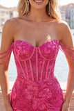 Corsetto rosa perla a spalle spalle vestito floreale di ritorno a casa con paillettes