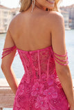 Corsetto rosa perla a spalle spalle vestito floreale di ritorno a casa con paillettes