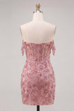 Corsetto rosa perla a spalle spalle vestito floreale di ritorno a casa con paillettes