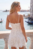 Vestito di cocktail con spalline floreali a linea A azzurro chiaro con appliche