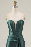 Corsetto Verde Scuro Sweetheart Bodycon Abito di cocktail con Fascia