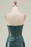Corsetto Verde Scuro Sweetheart Bodycon Abito di cocktail con Fascia