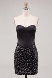 Sweetheart Corsetto Bodycon Perle Abito del Ritorno a Casa con Pizzo Indietro