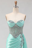 Sweetheart Mint Green Corset Arricciato, Pizzo Retro con Sella, Vestito di Homecoming con Fascia