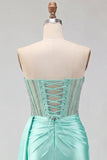 Sweetheart Mint Green Corset Arricciato, Pizzo Retro con Sella, Vestito di Homecoming con Fascia