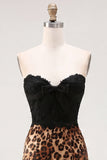Abito corto di fine anno Bodycon Black and Leopard Sweetheart