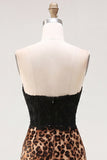 Abito corto di fine anno Bodycon Black and Leopard Sweetheart