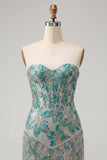 Corsetto Lake Blue Sweetheart Jacquard Lacce Back Abito del Ritorno a Casa con le Frangie