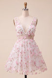 Blush Floreale a Linea A in stile A-Line con pizzo sulla schiena