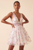 Blush Floreale a Linea A in stile A-Line con pizzo sulla schiena