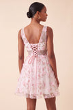 Blush Floreale a Linea A in stile A-Line con pizzo sulla schiena