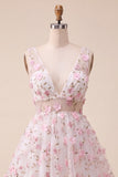 Blush Floreale a Linea A in stile A-Line con pizzo sulla schiena