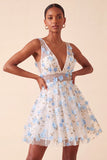 Blush Floreale a Linea A in stile A-Line con pizzo sulla schiena