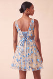 Blush Floreale a Linea A in stile A-Line con pizzo sulla schiena