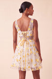 Blush Floreale a Linea A in stile A-Line con pizzo sulla schiena