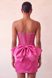 Bodycon con in corsetto argento con lacci e fiocco corsetto argento dolce