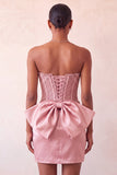 Bodycon con in corsetto argento con lacci e fiocco corsetto argento dolce