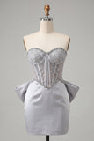 Bodycon con in corsetto argento con lacci e fiocco corsetto argento dolce