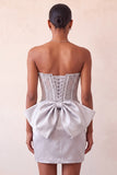 Bodycon con in corsetto argento con lacci e fiocco corsetto argento dolce