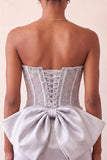 Bodycon con in corsetto argento con lacci e fiocco corsetto argento dolce