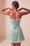 Sweetheart giallo jacquard a linea A con volant e vestito di ritorno a casa con fessura