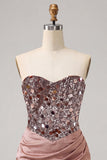 Sweetheart Champagne Sequins Bodycon Mini Abito di cocktail