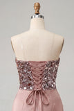 Sweetheart Champagne Sequins Bodycon Mini Abito di cocktail
