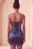 Sweetheart Champagne Sequins Bodycon Mini Abito di cocktail