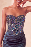 Sweetheart Champagne Sequins Bodycon Mini Abito di cocktail
