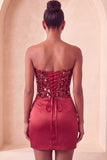 Sweetheart Champagne Sequins Bodycon Mini Abito di cocktail