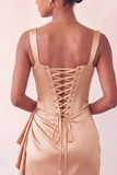 Bodycon Corsetto Basco in vita basca blu Lake Blu Abito di cocktail con volant