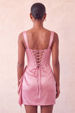 Bodycon Corsetto Basco in vita basca blu Lake Blu Abito di cocktail con volant