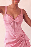 Bodycon Corsetto Basco in vita basca blu Lake Blu Abito di cocktail con volant