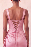 Bodycon Corsetto Basco in vita basca blu Lake Blu Abito di cocktail con volant