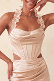 Corsetto Halter Bodycon Verde Menta Abito Corto di Ritorno a Casa con Apertura Corta