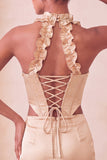 Corsetto Halter Bodycon Verde Menta Abito Corto di Ritorno a Casa con Apertura Corta