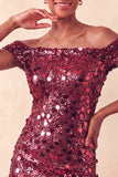 Abito di cocktail con Champagne Scintillante e Bodycon Spuntato a Spalla con Paillettes