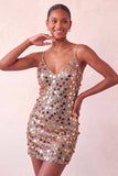 Body con luccicanti argento con pizzo sul retro Abito corto di cocktail con paillettes