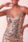 Body con luccicanti argento con pizzo sul retro Abito corto di cocktail con paillettes