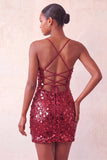 Body con luccicanti argento con pizzo sul retro Abito corto di cocktail con paillettes