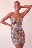 Abito di cocktail con paillettes bodycon Pink Sweetheart con pizzo sulla schiena